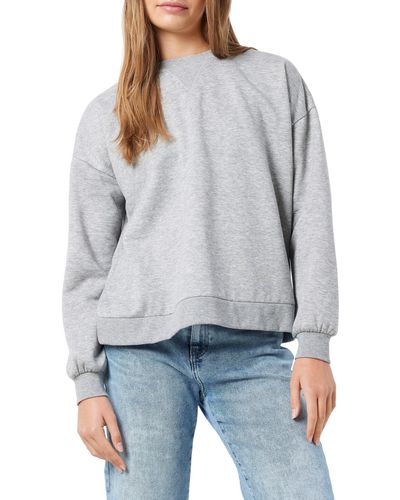 Noisy May Amanda V-notch Crewneck Sweatshirt - Gray