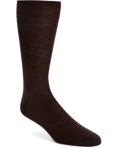 Canali Solid Wool Blend Socks - Brown