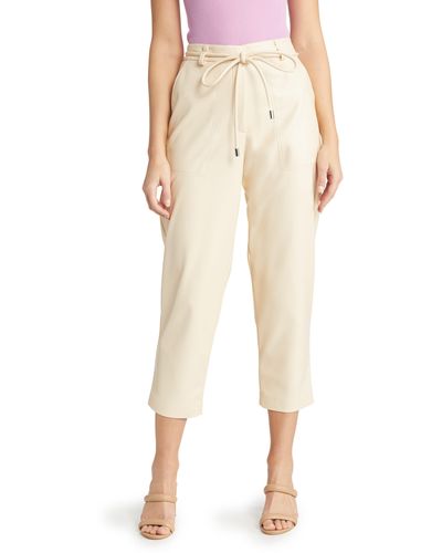 BOSS Tacora Drawstring Recycled Polyester Faux Leather Pants - Natural