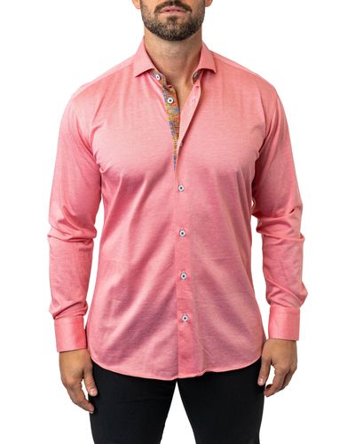 Maceoo Einstein Stretchcooper 07 Contemporary Fit Button-up Shirt - Pink