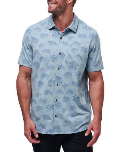 Travis Mathew Rum Ration Stretch Short Sleeve Button-up Shirt - Blue