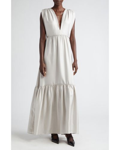 BITE STUDIOS Prato Organic Silk Satin Maxi Dress - White