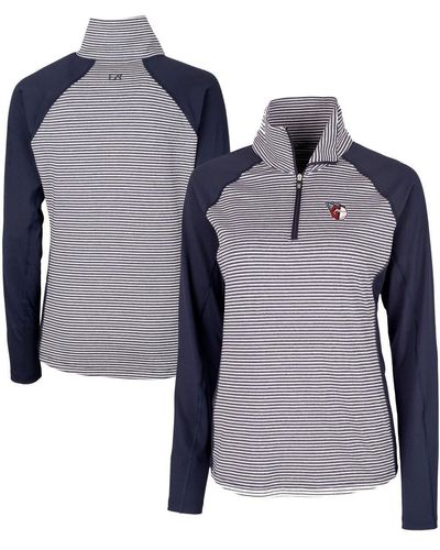Cutter & Buck Cleveland Guardians Drytec Forge Tonal Stripe Half-zip Top At Nordstrom - Blue