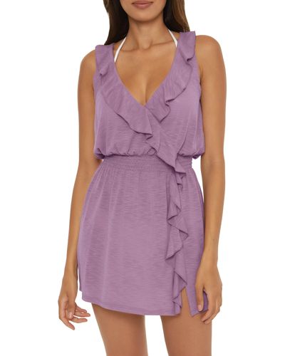 Becca Breezy Basics Ruffle Cover-up Dress - Purple