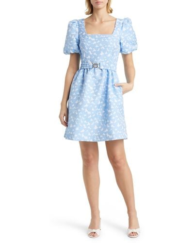 Lilly Pulitzer Lilly Pulitzer Kasslyn Belted Heart Jacquard Fit & Flare Dress - Blue