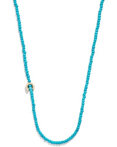 BaubleBar Turquoise Bead Initial Charm Necklace - Blue