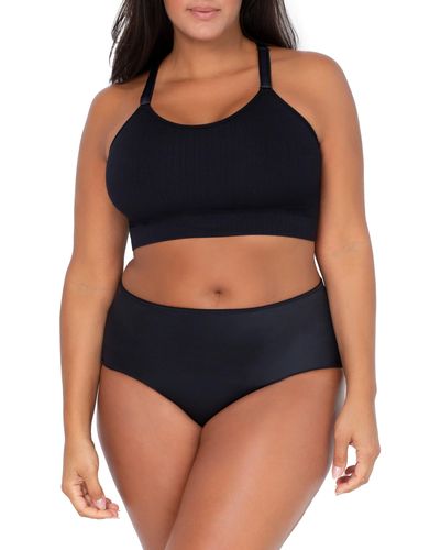 Curvy Couture Smooth Seamless Comfort Wireless Bralette - Blue