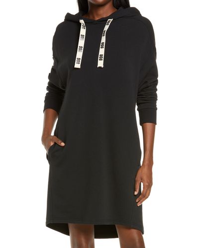 UGG ugg(r) Aderlyn Fleece Lounge Hoodie Dress - Black