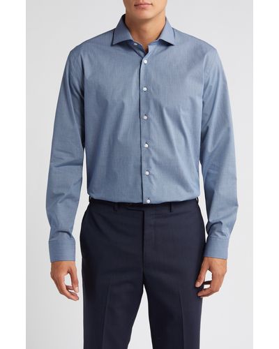 Nordstrom Easy Care Trim Fit Micropattern Dress Shirt - Blue