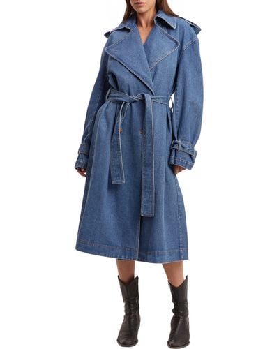 Bardot Oversize Denim Trench Coat - Blue