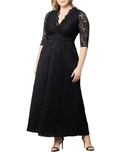 Kiyonna Maria Lace Evening Gown - Black