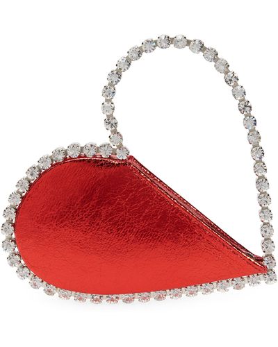 L'ALINGI Love Crystal Metallic Leather Top Handle Bag - Red
