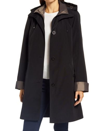 Gallery Water Resistant Hooded Rain Jacket - Black