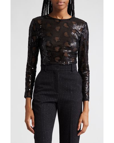 MOTHER OF ALL Amora Sequin Top - Black