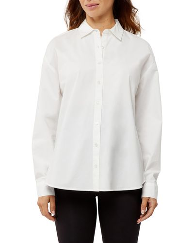 A Pea In The Pod Long Sleeve Boyfriend Fit Button-up Maternity Shirt - White