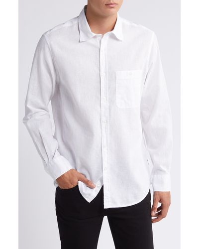 7 For All Mankind Solid Cotton & Linen Button-up Shirt - White