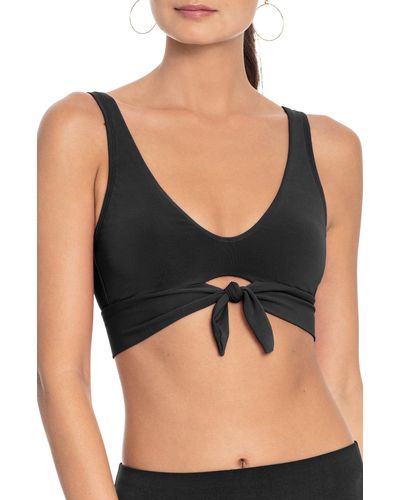 Robin Piccone Ava Knot Front Bikini Top - Black