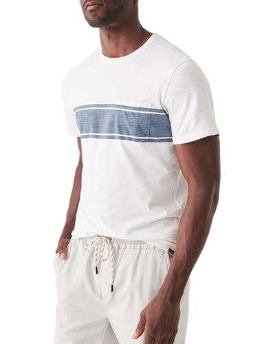Faherty Surf Stripe Sunwashed T-shirt - White