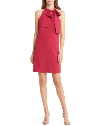 Vince Camuto Tie Neck A-line Dress - Red