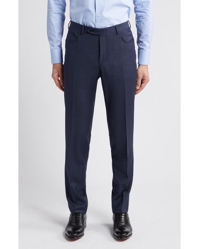 Canali Milano Trim Fit Five Pocket Wool Dress Pants - Blue