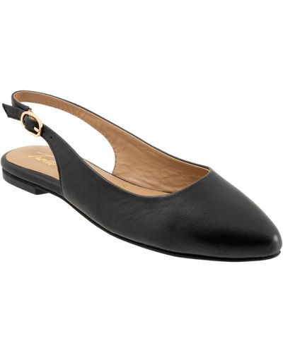 Trotters Evelyn Pointed Toe Slingback Flat - Multiple Widths Available - Black