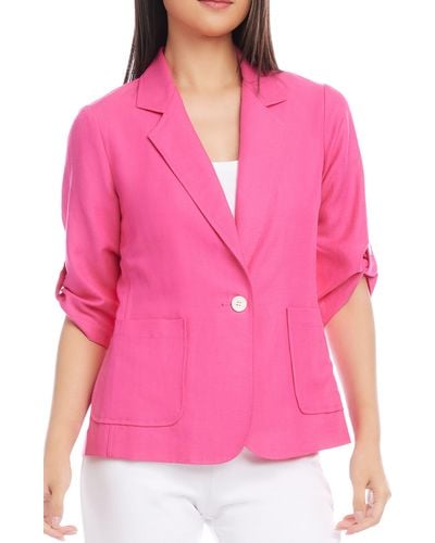 Karen Kane Roll Tab Sleeve Jacket - Pink