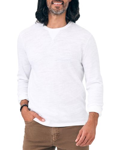 Faherty Sunwashed Long Sleeve Slub Organic Cotton T-shirt - White