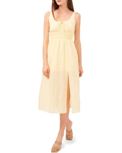 1.STATE Smocked Waist Cotton Midi Dress - Natural