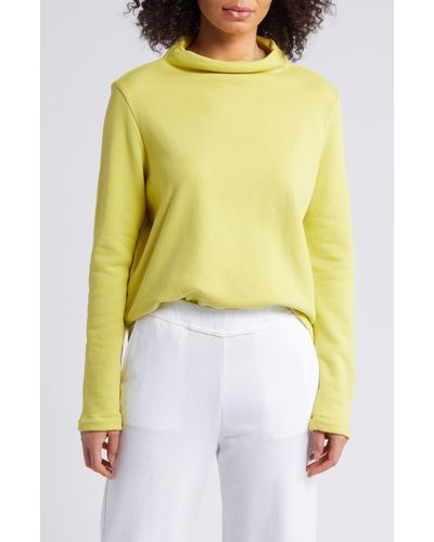 Eileen Fisher Funnel Neck Organic Cotton Top - Yellow
