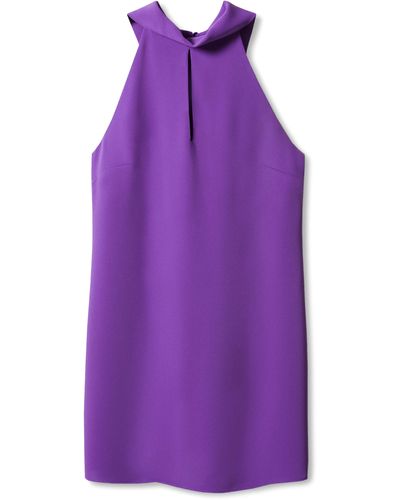 Mango Tie Back Keyhole Cutout Minidress - Purple