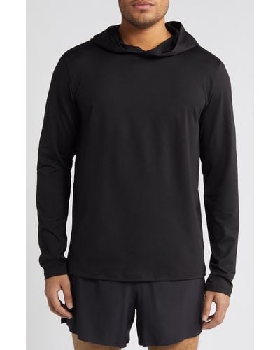 Alo Yoga Conquer Reform Performance Hooded Long Sleeve T-shirt - Black
