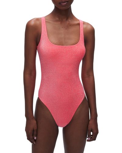GOOD AMERICAN Sparkle Metallic One-piece Swimsuit - Red