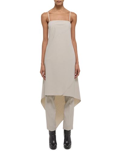 Helmut Lang Asymmetric Hem Wool Dress - Natural