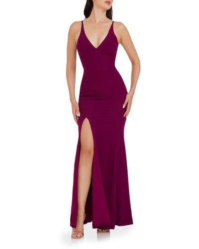 Dress the Population Iris Slit Crepe Gown - Purple