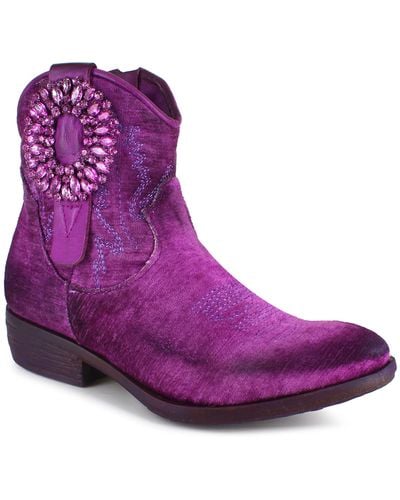 Zigi Edith Velvet Western Boot - Purple