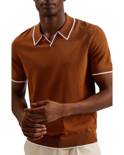 Ted Baker Stortfo Stretch Polo - Brown