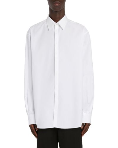 Valentino Oversize Long Sleeve Cotton Poplin Button-up Shirt - White