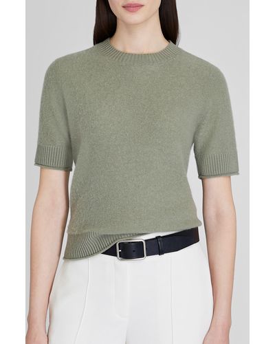 Club Monaco Short Sleeve Boiled Cashmere Sweater - Green