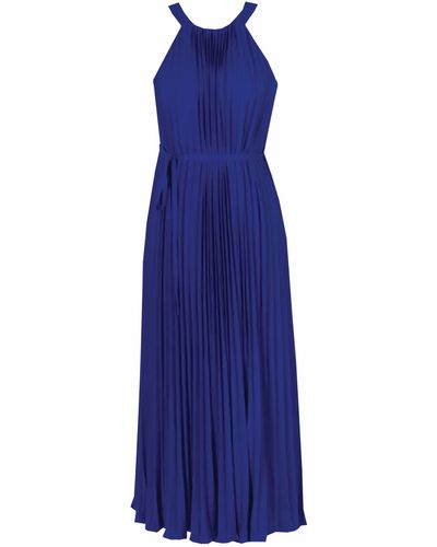 Julia Jordan Sleeveless Pleated Tie Waist Dress - Blue