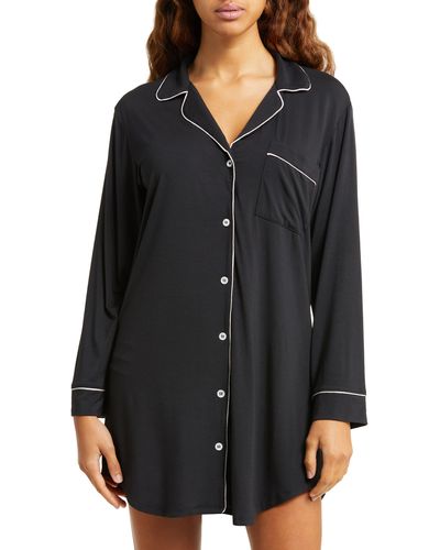 Eberjey Gisele Jersey Knit Sleep Shirt - Black