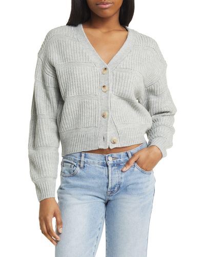 All In Favor Mixed Stitch Cardigan In At Nordstrom, Size Small - White