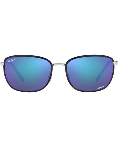 Ray-Ban 60mm Polarized Square Sunglasses - Blue