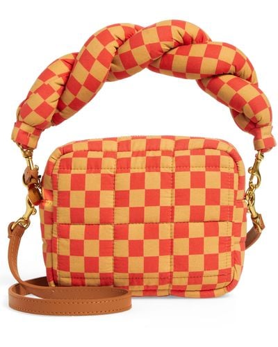 Clare V. Lucie Quilted Checker Crossbody Bag - Orange