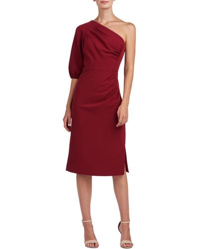 Kay Unger Brea One-shoulder Sheath Cocktail Dress - Red