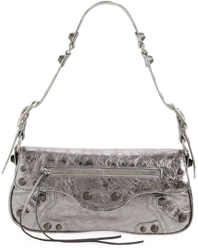 Balenciaga Small Le Cagole Metallic Leather Shoulder Bag - Gray