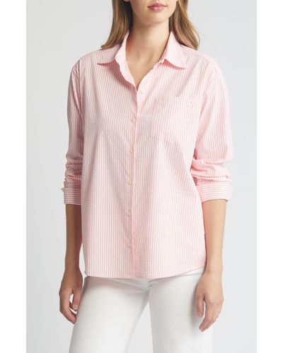 Vineyard Vines Harbor Stripe Seersucker Button-up Shirt - Pink