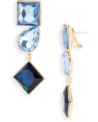 Carolina Herrera Mixed Crystal Drop Earrings - Blue