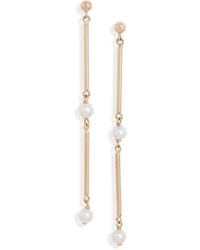 POPPY FINCH Cultured Pearl Linear Drop Earrings - White