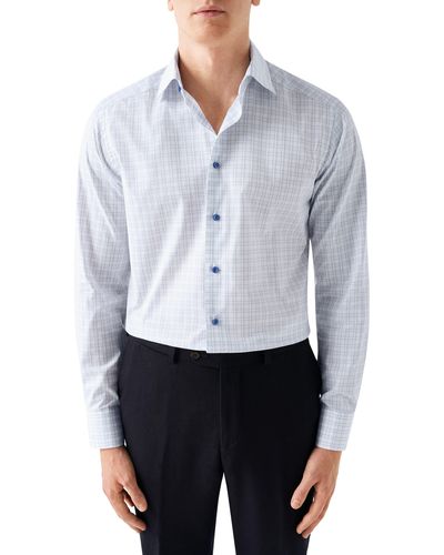 Eton Contemporary Fit Check Dress Shirt - White