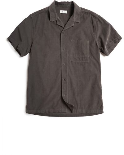 Rowan Zion Cotton Corduroy Short Sleeve Button-up Shirt - Gray